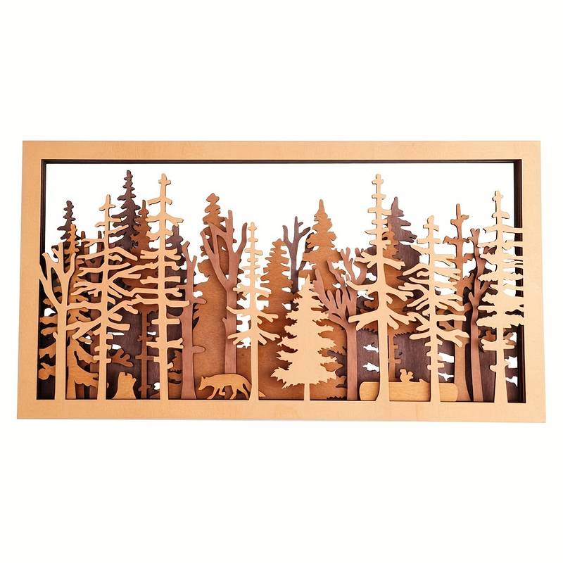 Décoration Murale en Bois Sculpté Forêt Enchantée