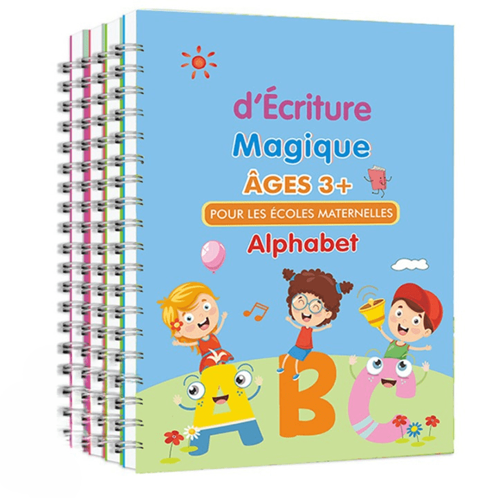 Pack de 4 Cahiers d'Apprentissage 3D Interactif avec Stylos Magiques Offerts