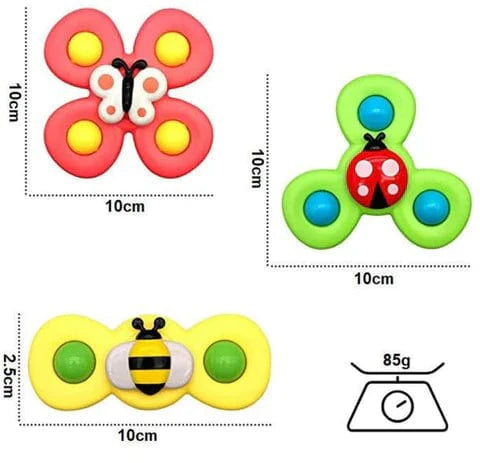 Bébé Spinner - Pack de 3 Jouets Rotatifs à Ventouse