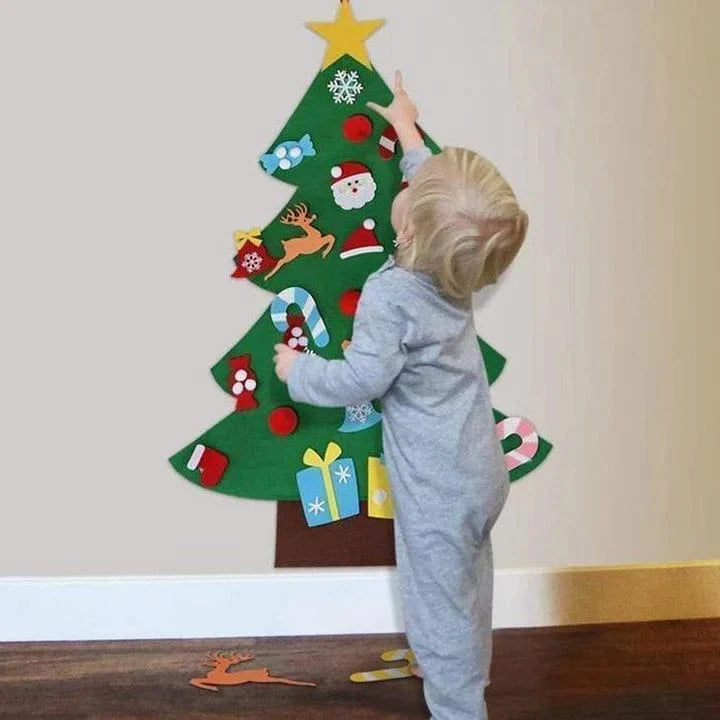 Sapin de Noël DIY pour enfants avec 25 ornements Velcro