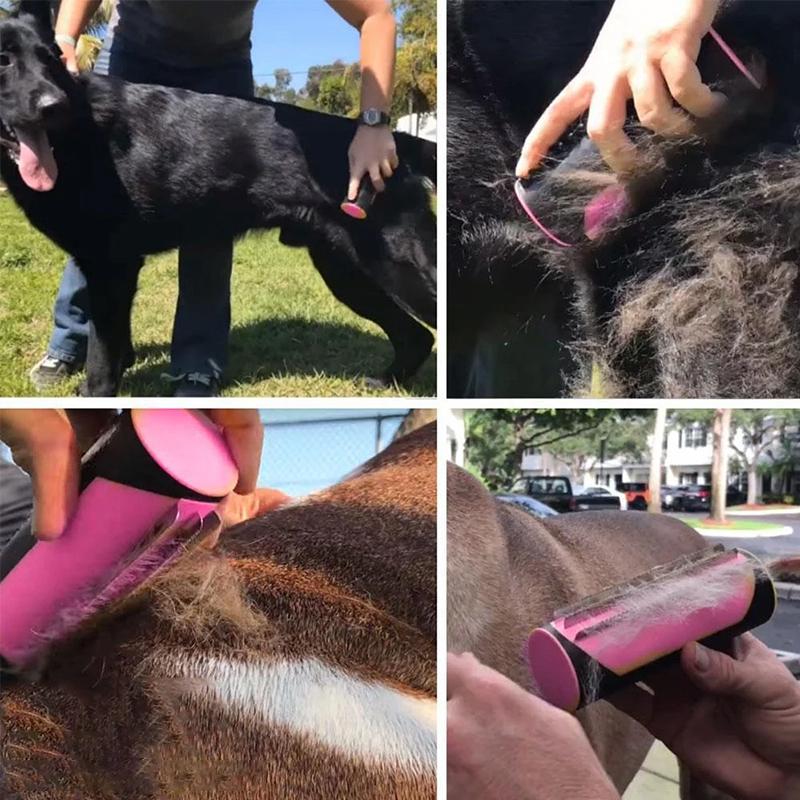 Brosse à Poils en Caoutchouc Rétractable avec 3 Lames pour Animaux