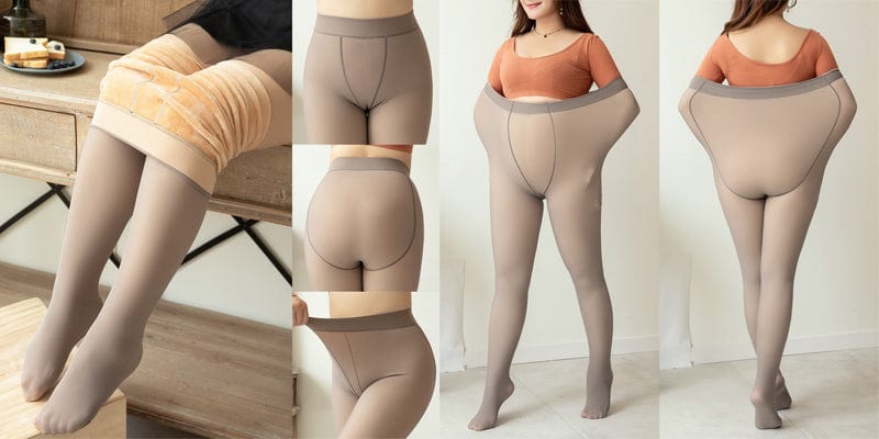 Collants d'hiver en laine polaire effet transparent