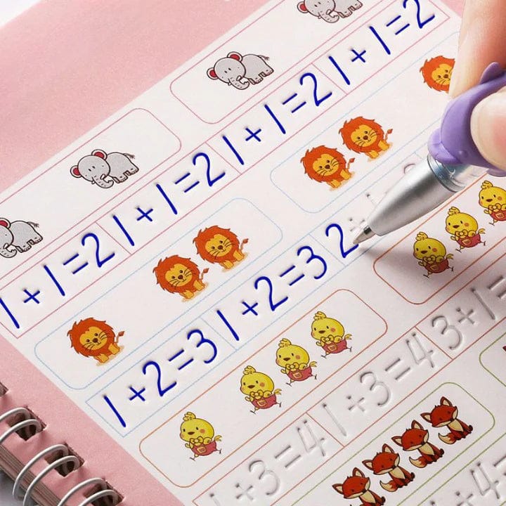 Pack de 4 Cahiers d'Apprentissage 3D Interactif avec Stylos Magiques Offerts