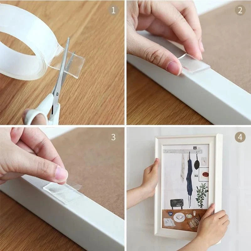 Ruban adhésif double face transparent magique - Fixation ultra forte