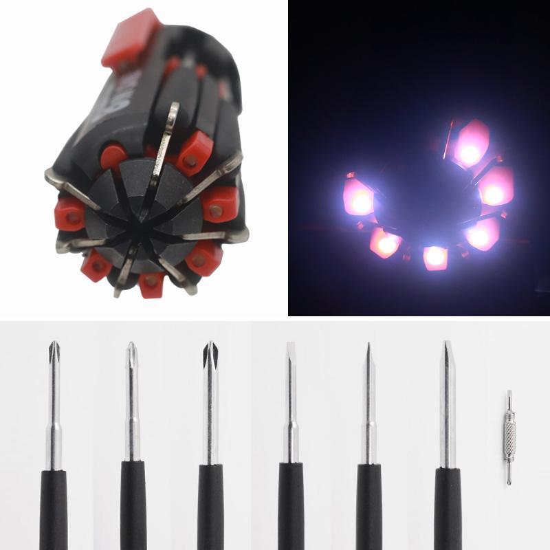 Tournevis multifonctions 8 en 1 avec lampe LED et lampe de poche