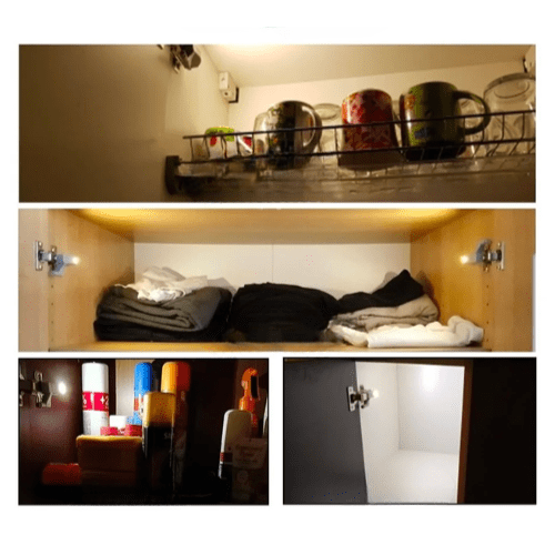Lampe à Capteur LED pour Charnières Internes - Lot de 4 pièces