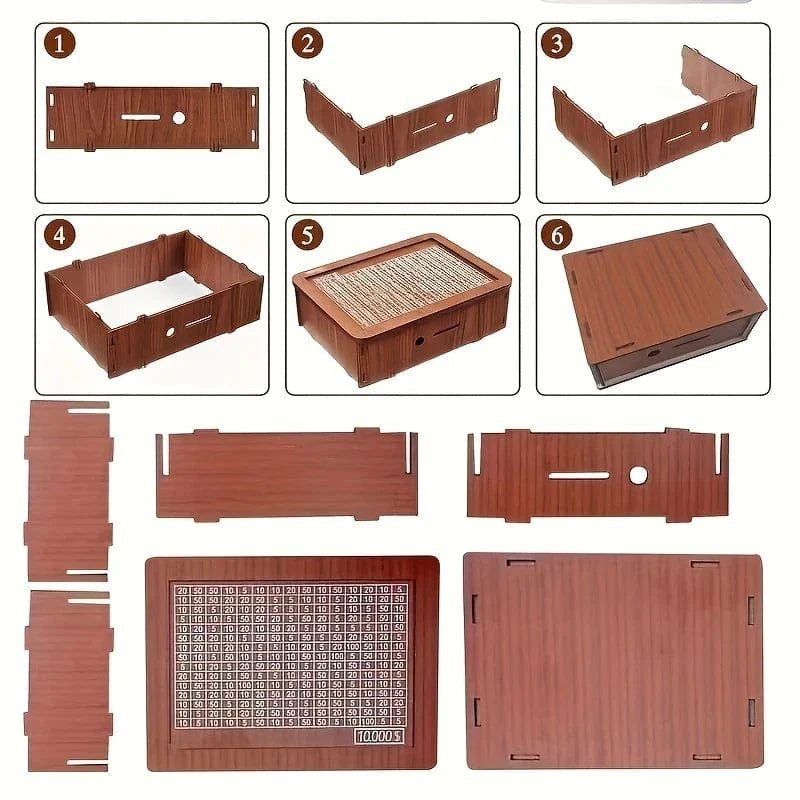 Boîte d'Épargne en Bois Organisée - Maman Cadeau