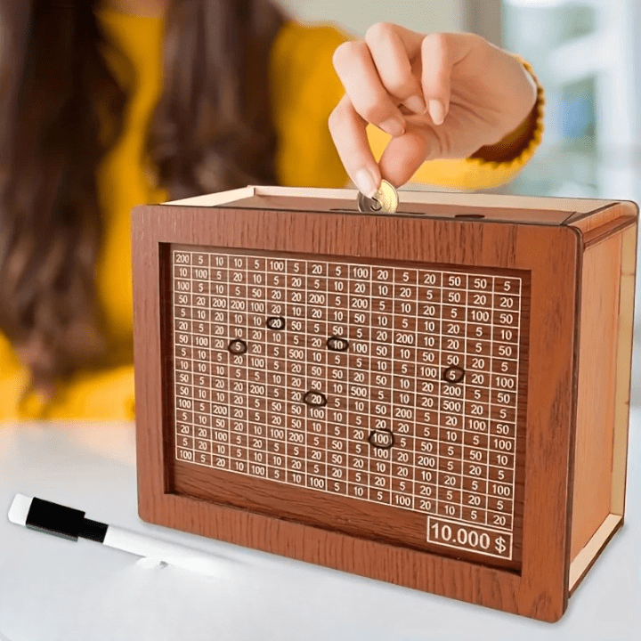Boîte d'Épargne en Bois Organisée - Maman Cadeau