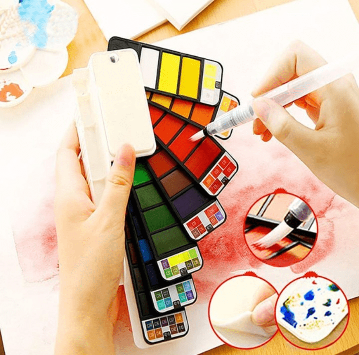 Kit de Peinture à l'Aquarelle Premium avec Pinceau Offert