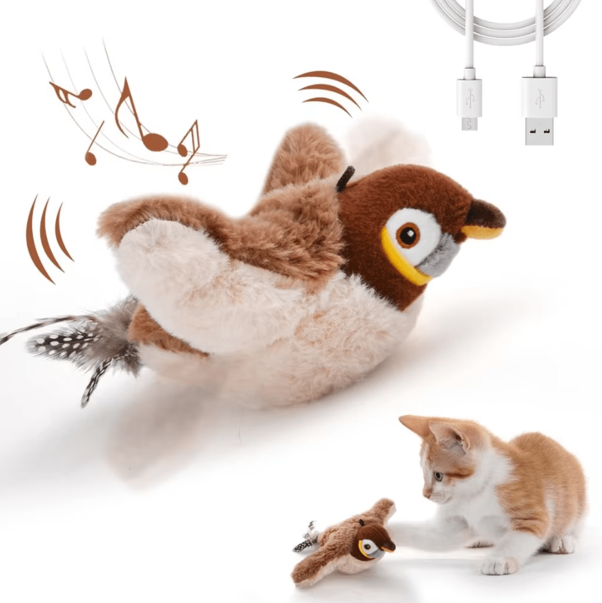 Oiseau Interactif Réaliste pour Chats - Maman Cadeau