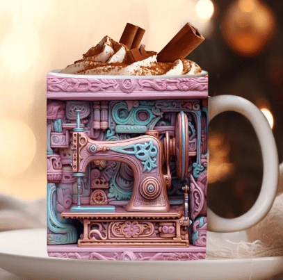 Tasse céramique créative 3D motif couture