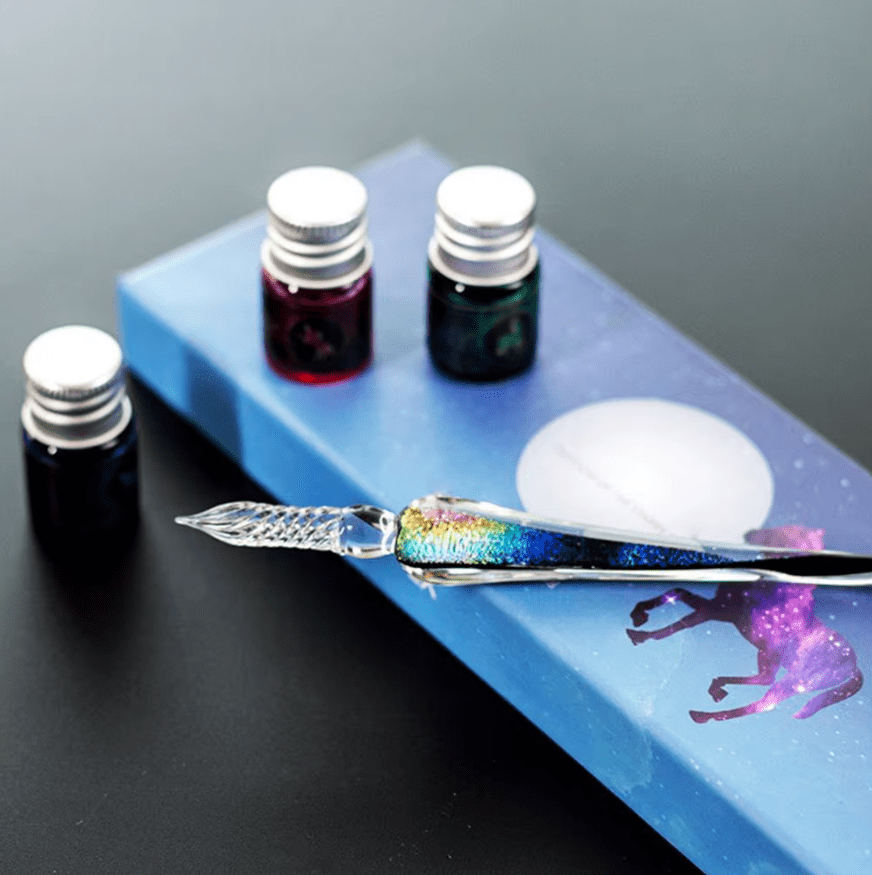 Kit de Calligraphie Élégant avec Stylos en Verre