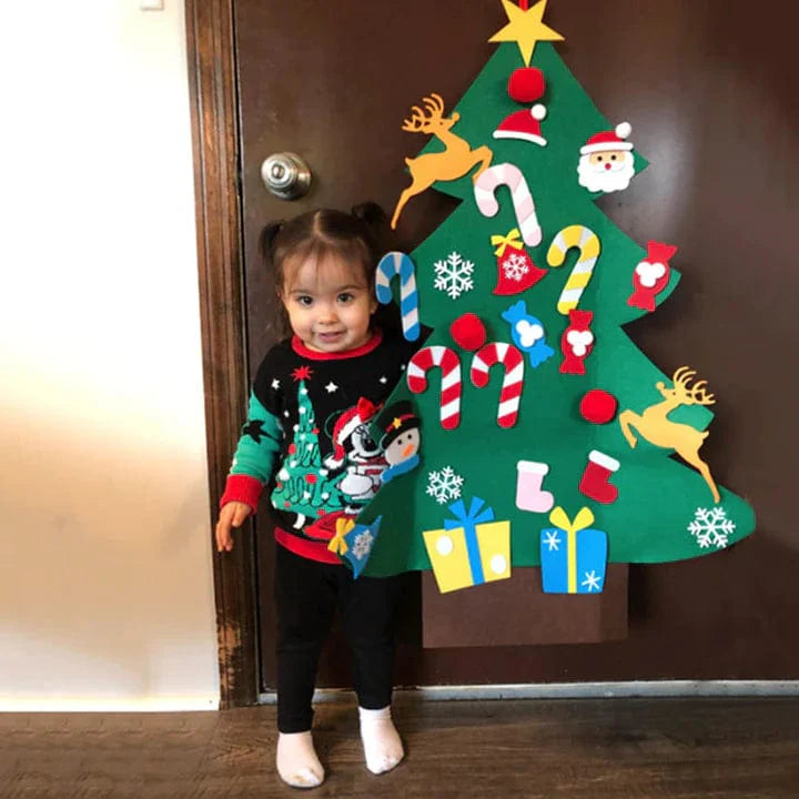 Sapin de Noël DIY pour enfants avec 25 ornements Velcro