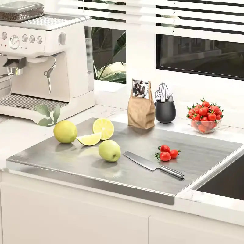 Planche à découper cuisine en acier inoxydable - Robuste antidérapante Meko France