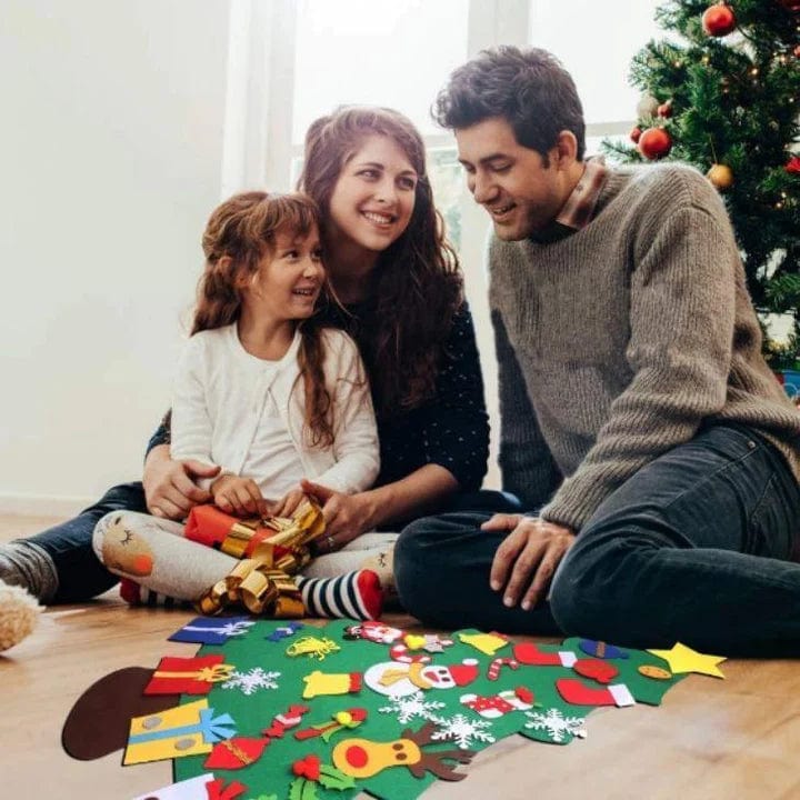 Sapin de Noël DIY pour enfants avec 25 ornements Velcro