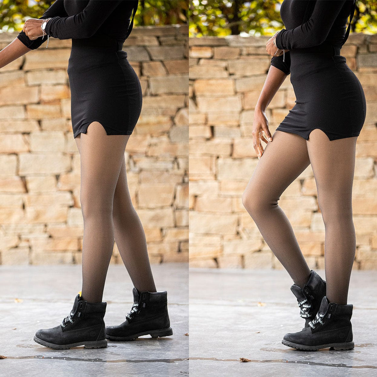 Collants d'hiver en laine polaire effet transparent