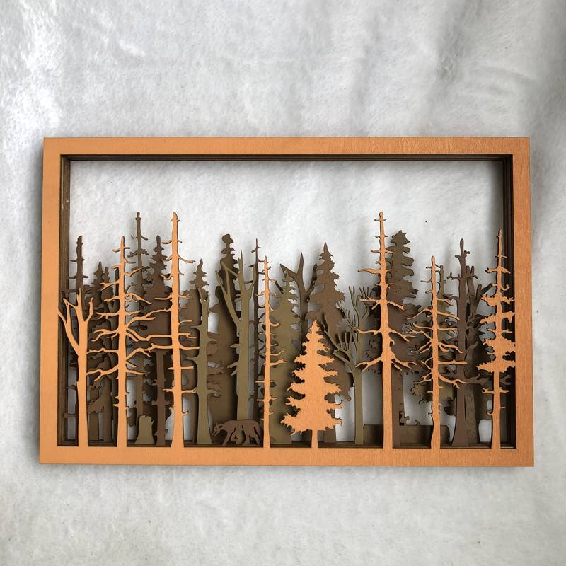 Décoration Murale en Bois Sculpté Forêt Enchantée