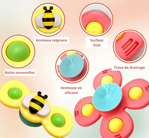 Bébé Spinner - Pack de 3 Jouets Rotatifs à Ventouse