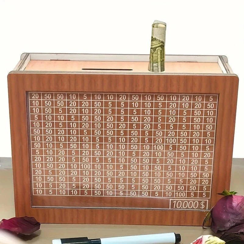 Boîte d'Épargne en Bois Organisée - Maman Cadeau