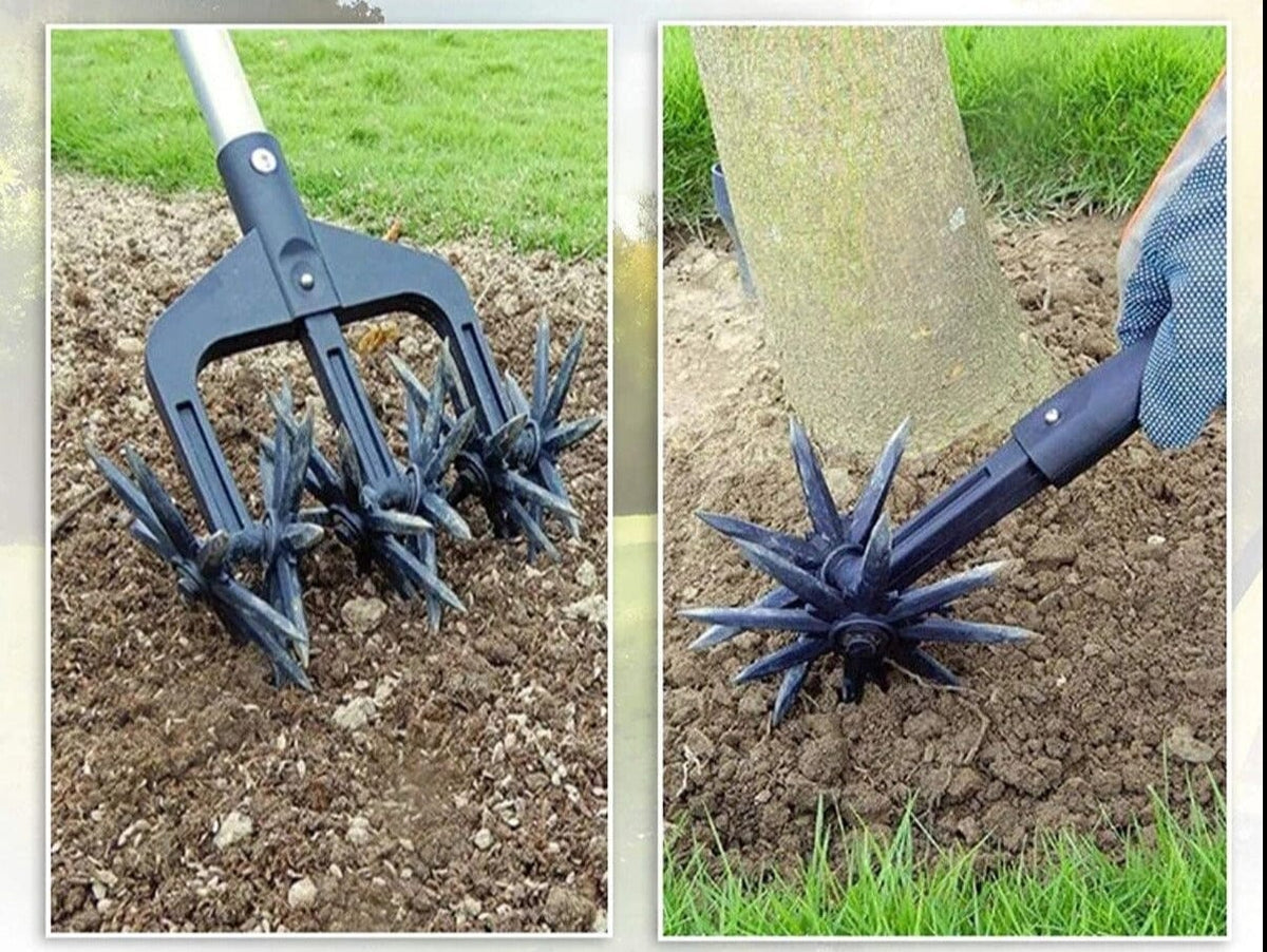 Outil de jardinage rotatif pour culture et aération du sol