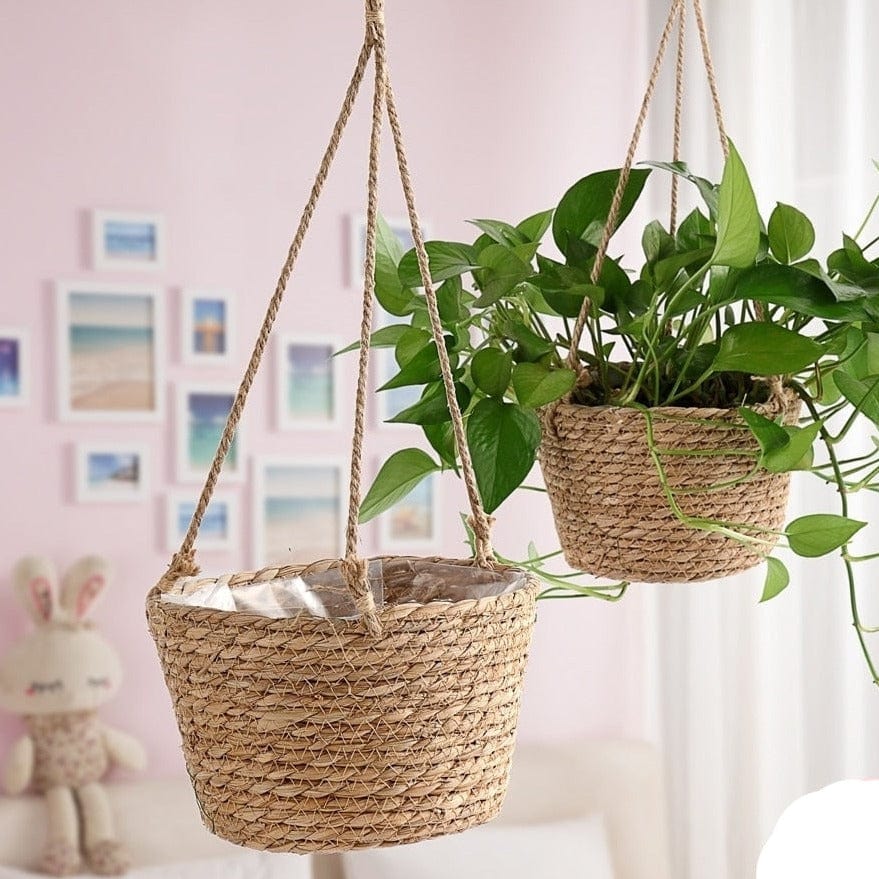 Pot de fleur en bois suspendu