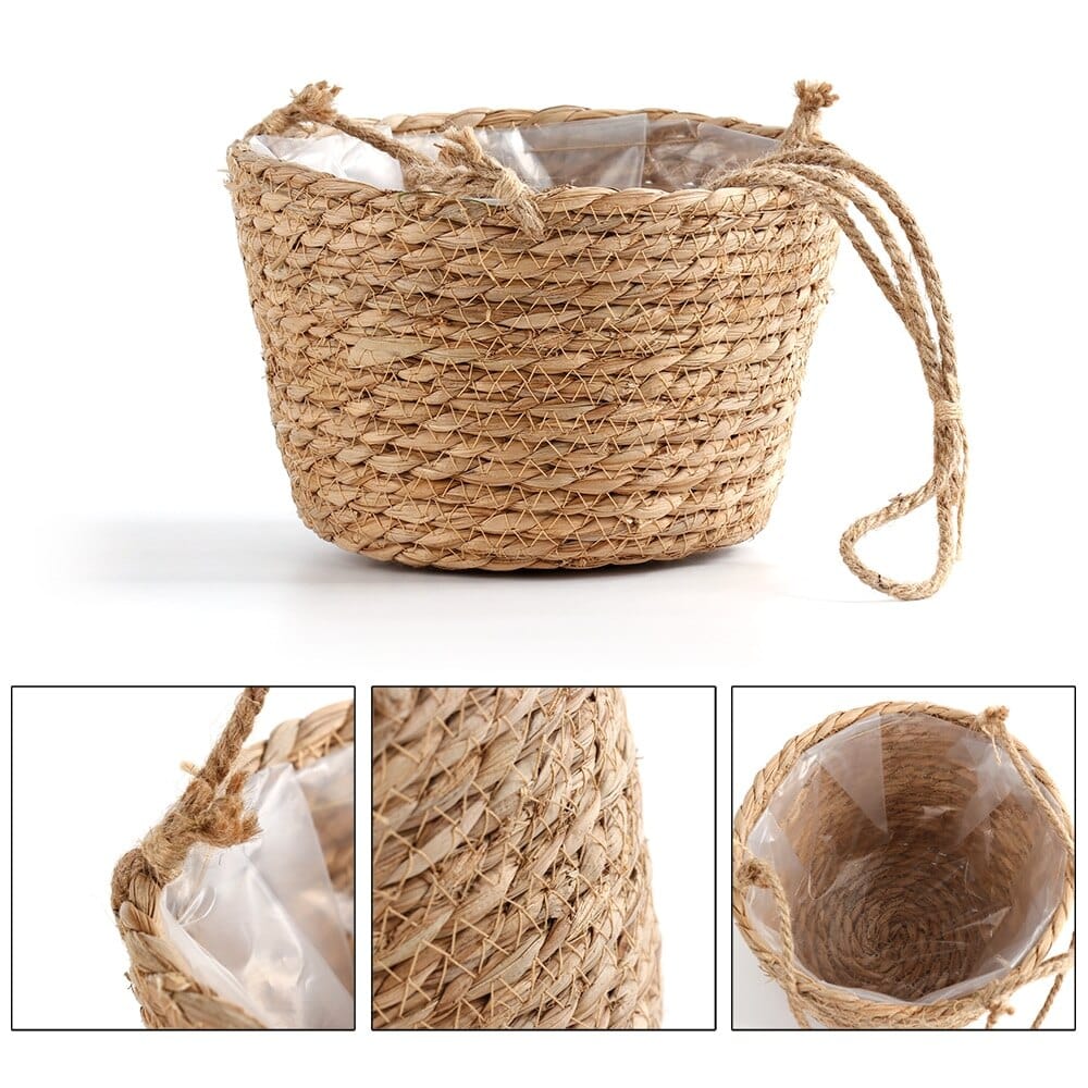 Pot de fleur en bois suspendu