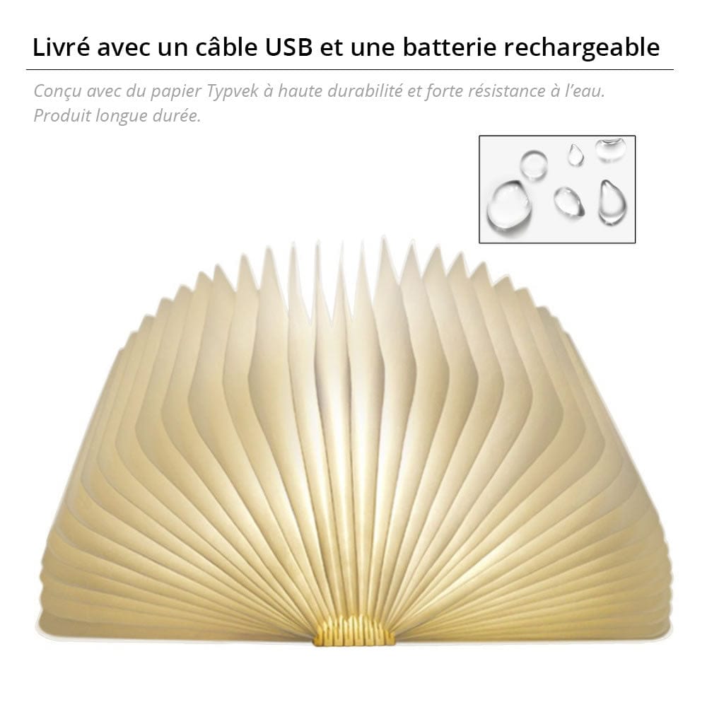 Livre lumineux en bois magnétique - Veilleuse rechargeable