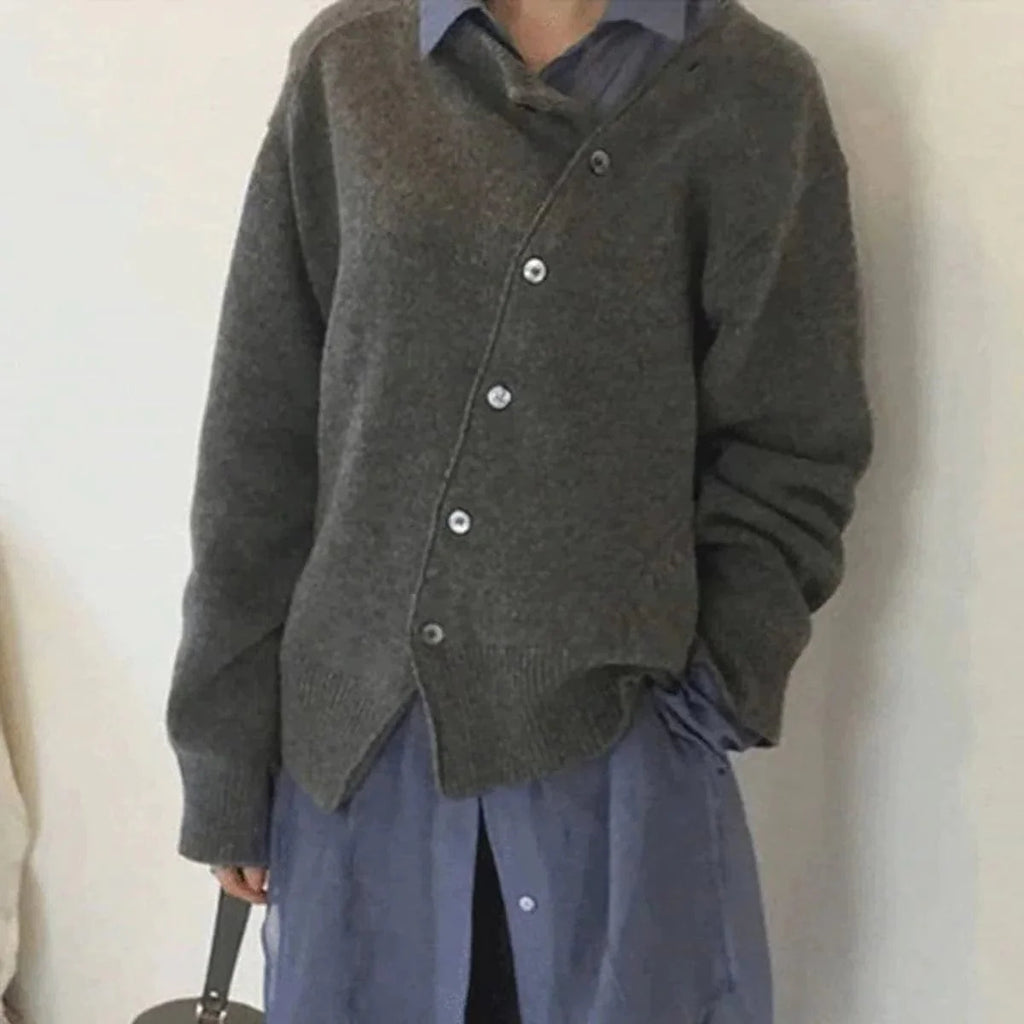 Cardigan Fermeture Asymétrique Cosy Élégant